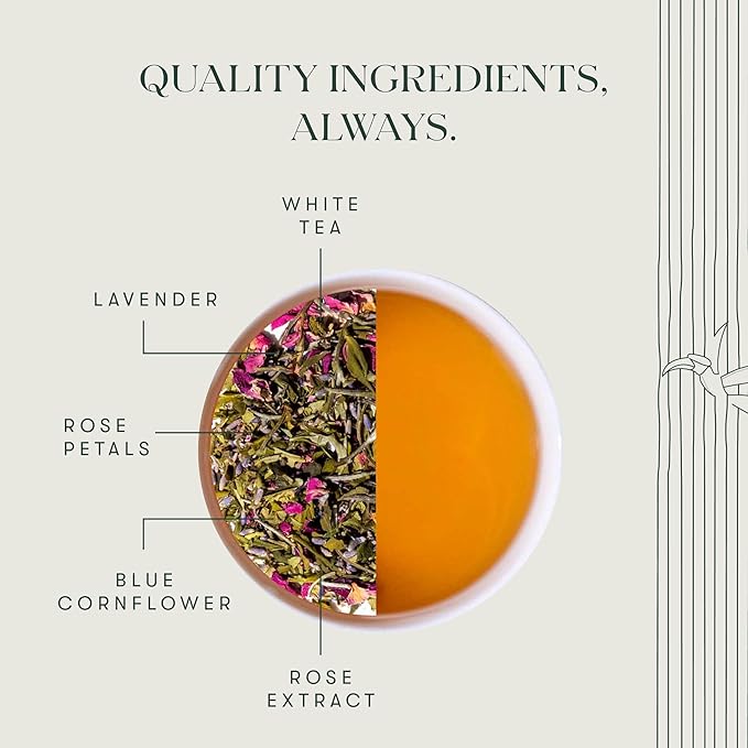 Luxmi Estates Lavender Valley Organic Lavender Tea (25 Tea Bags) Low Caffeine Tea Bags For Sleep, Relaxing, Calming, and Stress Relief, With Certified Organic Darjeeling Makaibari White Tea - Bloomnest