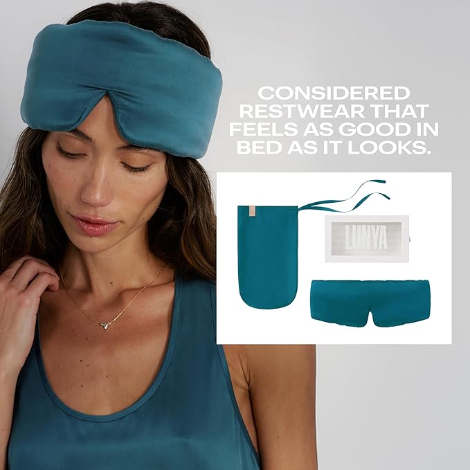 Silk Sleep Mask for Women - Mulberry Silk Eye Mask for Sleeping - Breathable, Washable, Light-Blocking – Piquant Teal, S - Bloomnest