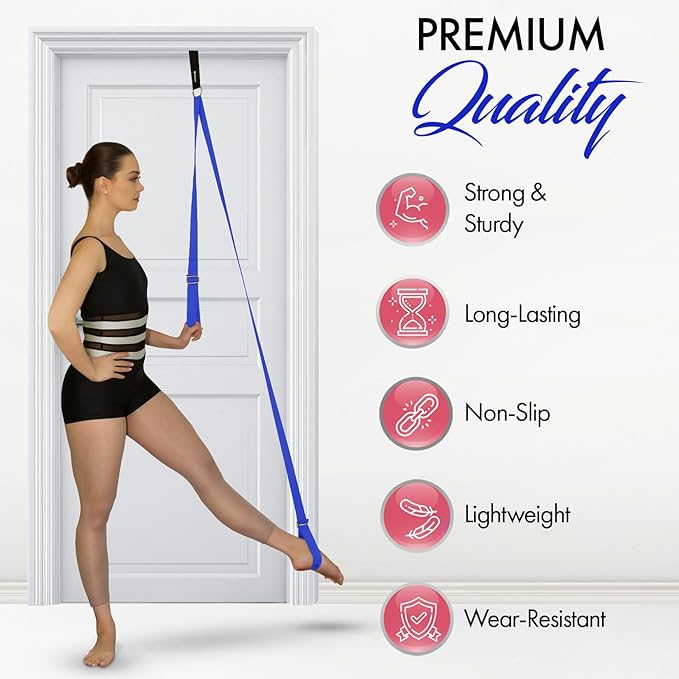 Stretching Strap With Door Anchor - Stretching Equipment to Improve Legs Flexibility - Splits Trainer For Home Ideal In Ballet, Dance, Cheerleading, Taekwondo, Yoga, Pole Dancing & Gymnastics - Bloomnest