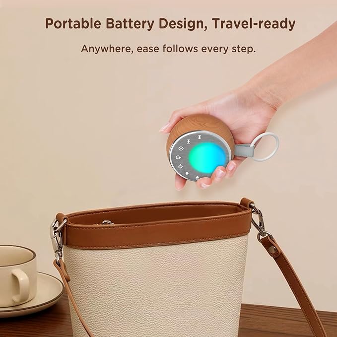 Peakeep White Noise Portable Sound Machine Sleeping Light for Adults Baby, Loud Clear Speaker, 25 Hours Continuous Audio 27 Noise Fan Nature No-looping Sounds, 30 Volume, Battery Operated - Bloomnest