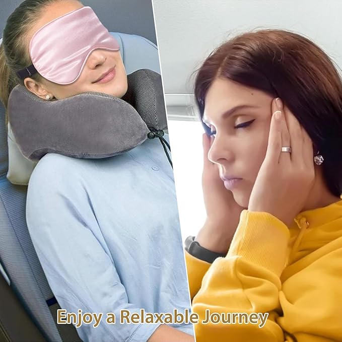 4 Pack Super Soft Silk Sleep Mask - 100% Blackout, Zero Eye Pressure, Blindfold with Adjustable Strap, Travel Eye Covers (Black&Pink&Blue&Light Blue) - Bloomnest