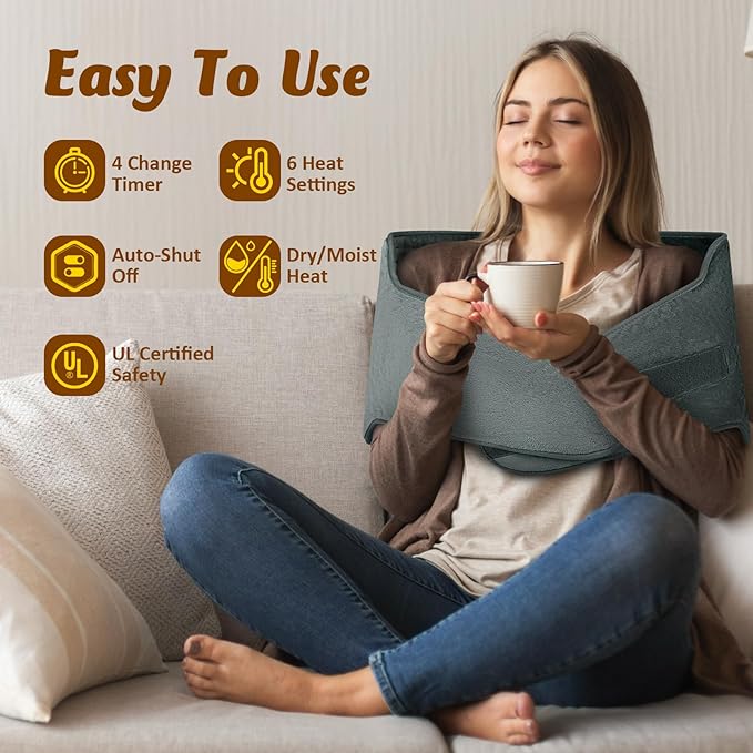 Heating Pad for Back, Valentines Day Gifts for Her Him, Electric Heating Pad for Period Cramps, Wrap Around Heated Pad for Waist and Stomach, Birthday Gifts for Women Men Mom Dad Wife Husband