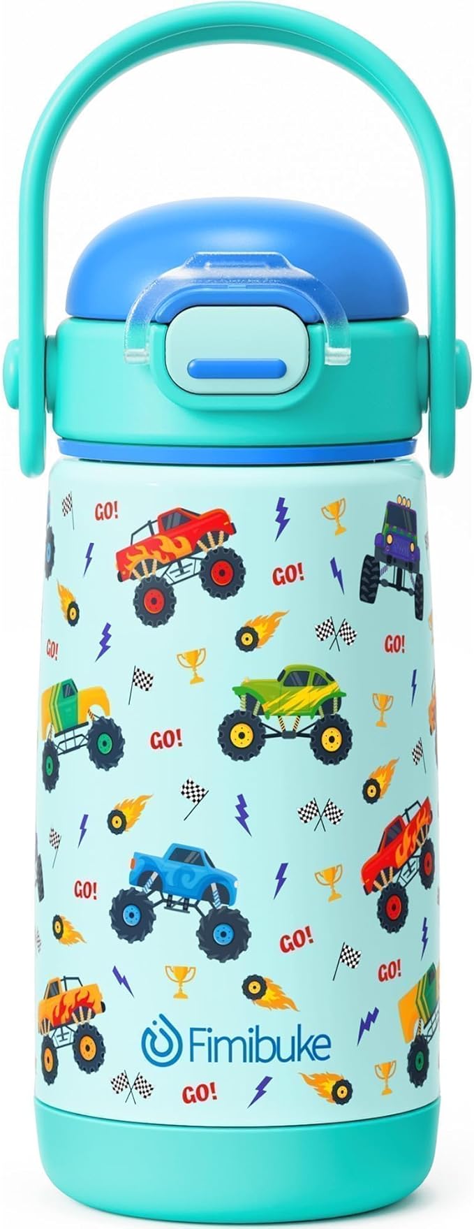 Fimibuke Kids Insulated Water Bottle with Straw Lid & Handle - 14oz BPA FREE 18/8 Stainless Steel Metal Tumbler Leak Proof Double Wall Vacuum Kids Cup Toddler Water Bottle for School Boys Girls - Bloomnest