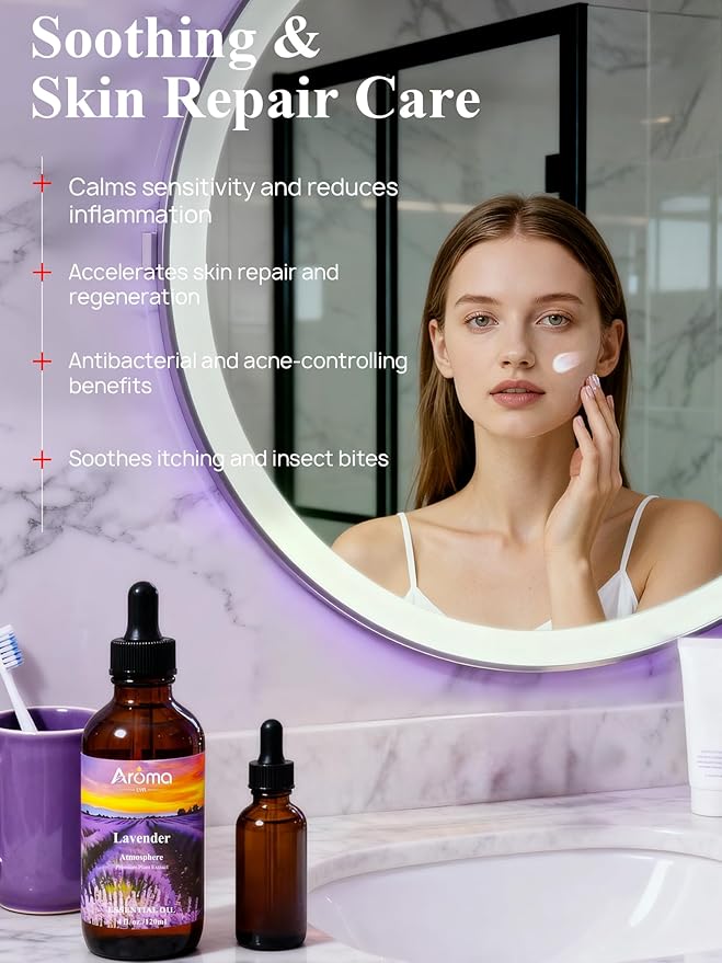 Lavender Essential Oil with Premium Gift Box - Lavender Essential Oils for Skin & Diffusers & Aromatherapy - 4 Fl Oz 100% Pure Natural - Gift-Ready Box - Gifts for Women Bloomnest