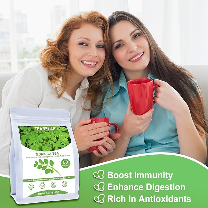 TEARELAE - Moringa Tea - 2g x 80 Count - Premium Moringa Leaves Tea Bags - Boost Immunity, Aid in Digestion - Non-GMO - Caffeine-Free - Bloomnest
