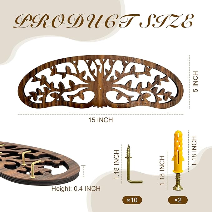 Herb Drying Rack - Wall Mounted Tree Design Holds 11 Bouquets, Space Saving Kitchen Herb & Flower Dryer, Rustic Wooden Hanging Decor for Gardeners, Crafters (dark brown) - Bloomnest