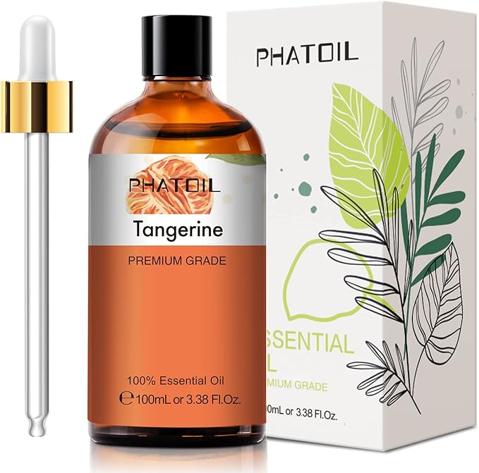 PHATOIL 3.38FL.OZ Tangerine Essential Oil, for Aromatherapy Diffusers, Humidifiers, Great for DIY Candle and Soap Making, Huge 100ML Bottle PHATOIL