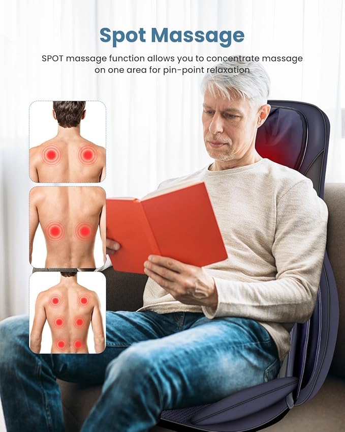 COMFIER Shiatsu Neck Back Massager with Heat for Pain Relief Deep Tissue, Adjustable-Height Neck Massage Rollers, Massage Chair Pad Tapping Compression Seat Massager Full Body, Gifts for Men Women - Bloomnest