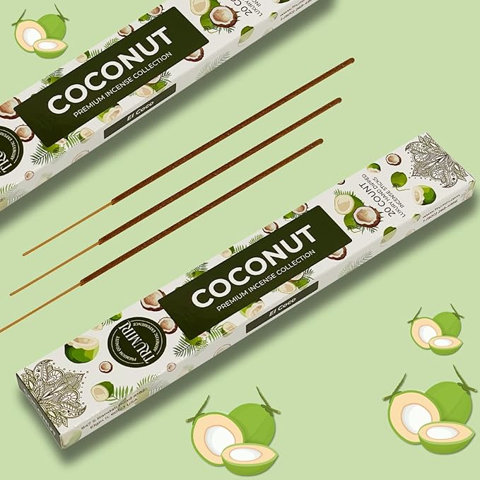 TRUMIRI Coconut Incense Sticks - Total 40 Sticks, Dual Pack of 20, Non-Toxic, Natural Ingredients TRUMIRI