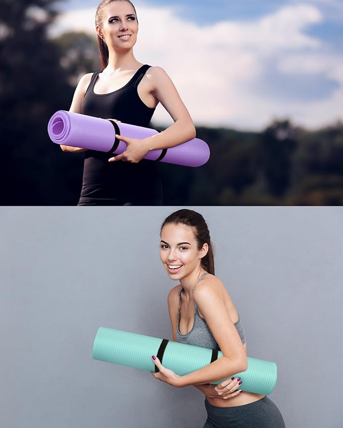 Woanger 2 Pack Yoga Mats (72x24) 3/8 Inch Thick Exercise Yoga Mat for Home Workout with Strap Non Slip Pilates Gym Supplies for Women Men - Bloomnest