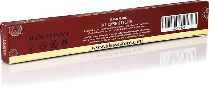 Bless-Cinnamon 100%-Natural-Handmade-Hand-Dipped-Incense-Sticks Organic-Chemicals-Charcoal-Free Purification-Relaxation-Positivity-Yoga-Meditation Best-Woods-Scent (25 Sticks (1.4 OZ)) BlessInternational