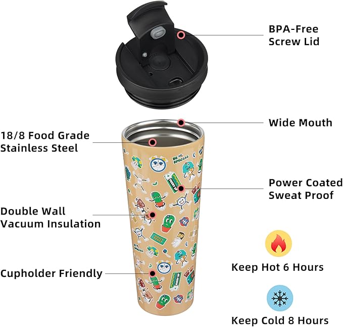 BJPKPK 26oz Tumbler With lid And Straw Stainless Steel Travel Coffee Mug Insulated Tumblers Cups,Spring Party Brown - Bloomnest