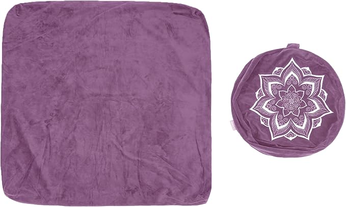 Meditation Zafu Cushion Set with Buckwheat Hulls & Memory Foam - Ergonomic Support for Yoga & Sitting - Removable Machine-Washable Luxury Velvet Cover - for Adults and Kids (Purple（COVER ONLY）)