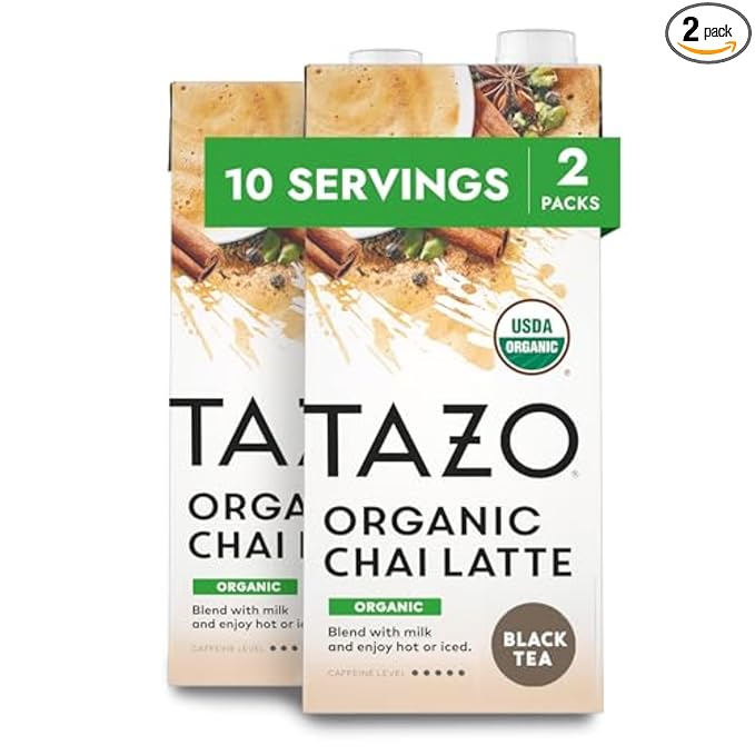 TAZO Organic Chai Latte Concentrate, Hot or Iced Black Tea, Easy-to-Serve, Everyday Lattes and Mocktails, 32 oz Carton (Pack of 2) - Bloomnest