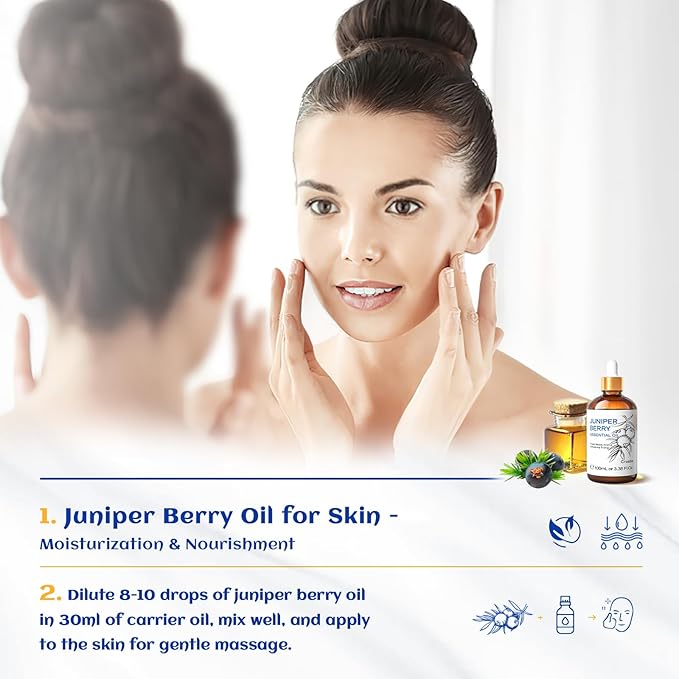 HIQILI 100ML Juniper Berry Essential Oil,100% Pure Natural Undiluted Premium - 3.38 Fl Oz - Bloomnest