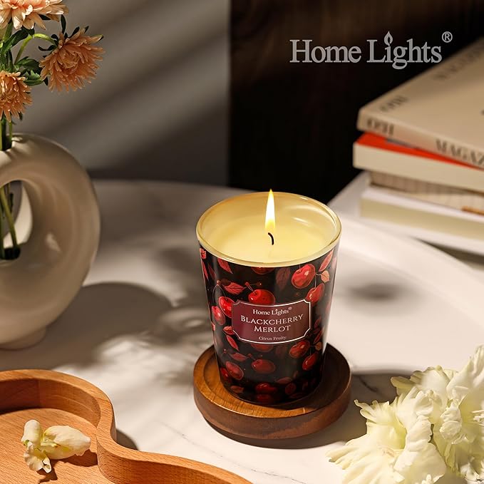 HomeLights Soy Wax Candles for Home Scented, 1-Wick Candles in Blackcherry Merlot Scented, Aromatherapy Candles Gift for Parties, Relaxing, Eclectic Mixed Styles, 6.7oz - Bloomnest