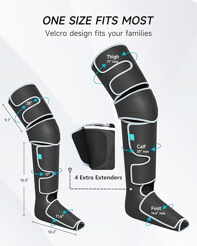 ALLJOY Leg Massager for Circulation and Pain Relief FSA, Gifts for Men Women Dad Mom, Leg Massager with Heat and Compression, 2 Heat 5 Modes 4 Intensities 4 Extenders - Bloomnest