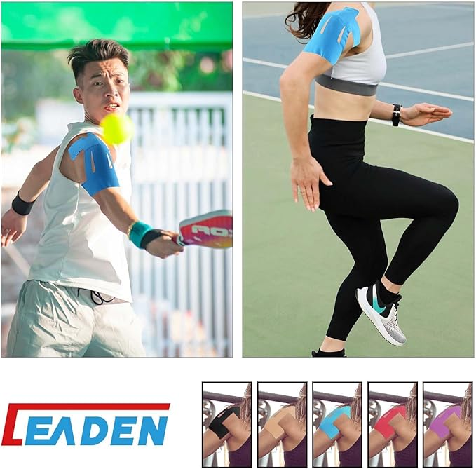 IEADEN Precut Kinesiology Tape for Shoulder, 20 Pcs - Shoulder Support & Stability, Shoulder Pain Relief Athletic Tape - Waterproof & Elastic, Breathable Hypoallergenic Latex-Free Tape, Blue - Bloomnest