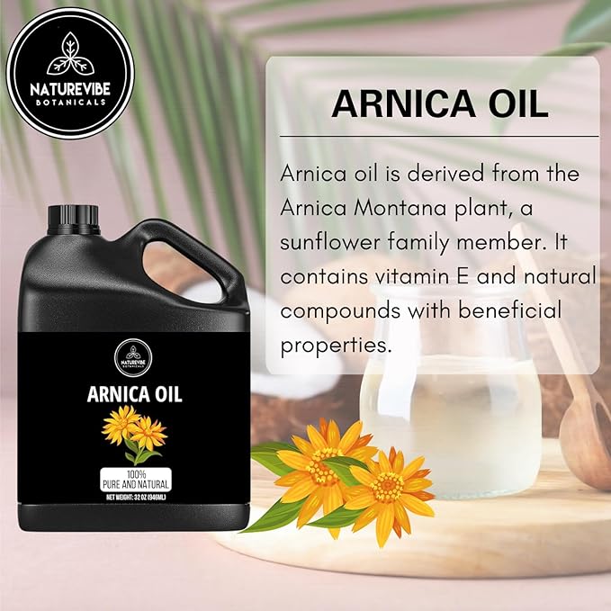 Naturevibe Botanicals Arnica Oil 32 Ounces | 100% Pure and Natural | Great for Skin Care and Hair Care - Bloomnest