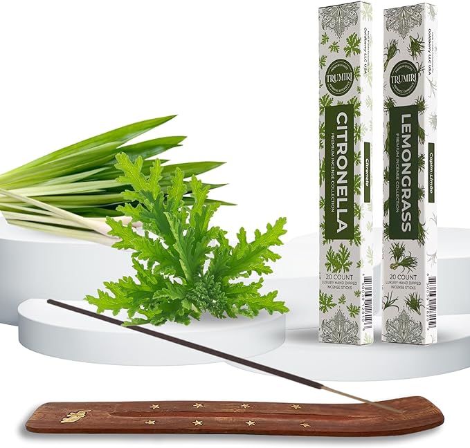 Trumiri Incense Sticks - Combo Pack of 40 Insence-Sticks - 20 Citronella + 20 Lemongrass - Insenses - Insents - Incents - Inscense - Incence - Incienso - All Natural Incense Sticks TRUMIRI