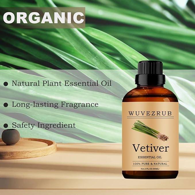 Vetiver Essential Oil, 60ML Pure and Natural for Aromatherapy Diffuser - 2 Fl Oz - Bloomnest