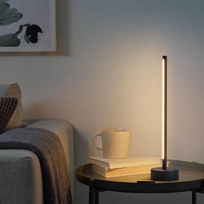 Cordless LED Table Lamp Set of Two, Battery Operated Portable Desk Lamp, Dimmable/3 Color/Memory Function, Modern Rechargeable Table Light for Living Room,Bedroom, Bedside, Black, 2 Pack - Bloomnest