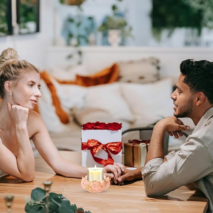 Crystal Lotus Incense Holder Set, Decorative Lotus Flower Decor Bowl 3.15x3.15x1.5 Inch, Incense Sticks Cones Holder with Ash Catcher (Pink)