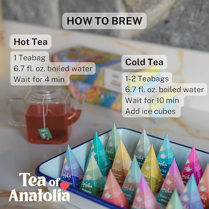Lazika Tea Variety Pack with Lovely Presentation Box, Black, Green and Herbal Tea Sampler Gift Set, 20 Counts, Premium Collection with Pyramid Infuser Bag, Handcrafted - Bloomnest