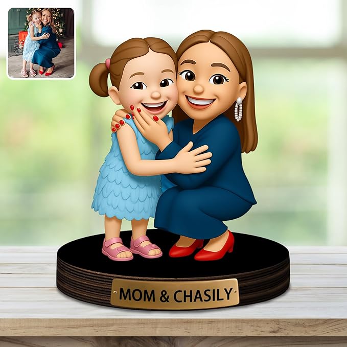 Custom Photo Cartoon Style Desk Decor Photo Frame Sign Plaque, Personalzied Cartoon Portrait Picture Frame for Couple Wedding Family Anniversary Birthday Gifts - Bloomnest