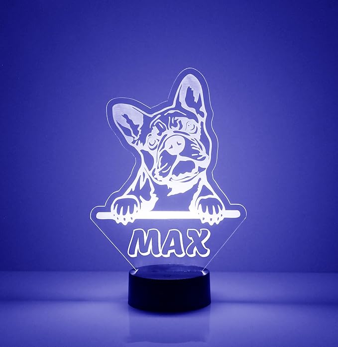 Custom Dog LED Sign Night Light Lamp with Remote, Light Up Display with Personalized Name or Image, Customized, Made in The USA, Clear Acrylic Home Decor Design with 16 Colors (Boston Terrier) - Bloomnest