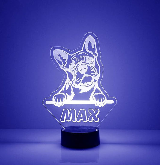 Custom Dog LED Sign Night Light Lamp with Remote, Light Up Display with Personalized Name or Image, Customized, Made in The USA, Clear Acrylic Home Decor Design with 16 Colors (Boston Terrier) - Bloomnest