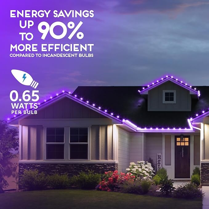 HLO Lighting Set of 500 Purple C9 Faceted LED Christmas Light Bulbs for Indoor & Outdoor Use | Durable Replacement Bulbs - Bloomnest