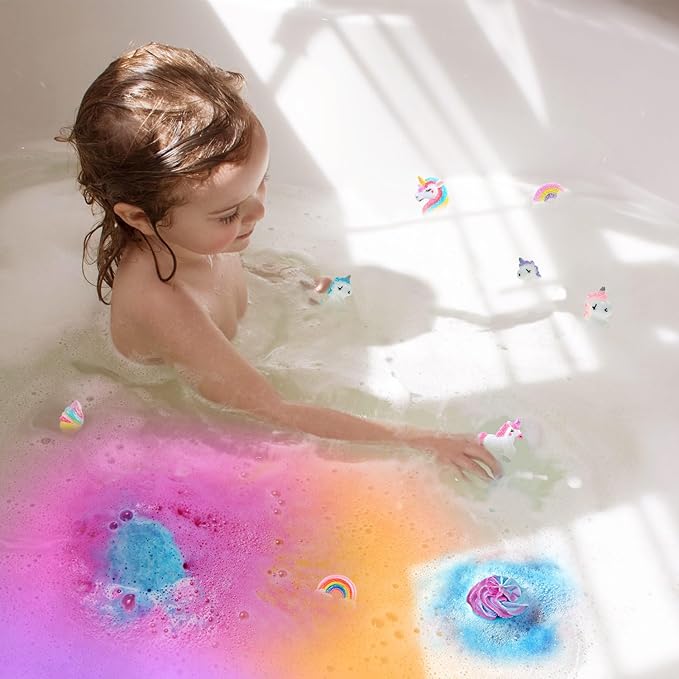 Bath Bombs for Kids with Surprise Unicorn Inside, 20 Kids Bath Bombs Gift Set, Handmade Bubble Bath Fizzes Bomb for Chrildren Birthday Christmas and Party Favor Christmas Gifts Set for Girls - Bloomnest