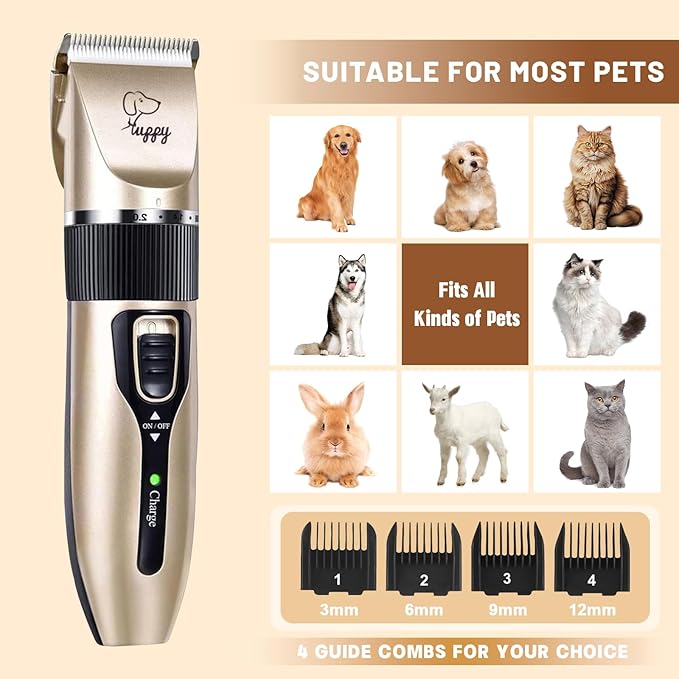 Dog Clippers for Grooming, Low Noise, Electric Quiet, Adjustable Clipper Comb for Dog Grooming Kit, Pet Hair Clippers Grooming kit for Dogs at Home - Bloomnest