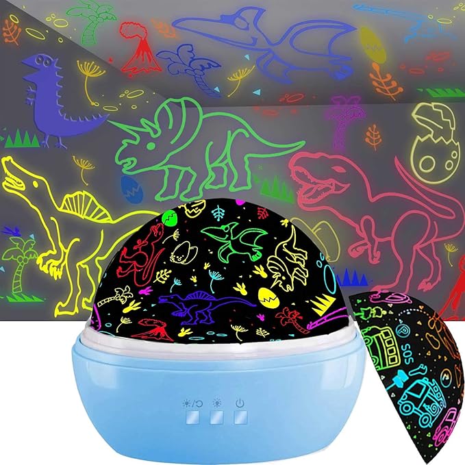 MINGKIDS Kids Night Lights for Bedroom,Project Dinosaurs and Vehicles on Wall or Ceiling,Room Lights for Baby Toddler,2 to 9 Year Old Gifts for Boys Girls - Bloomnest