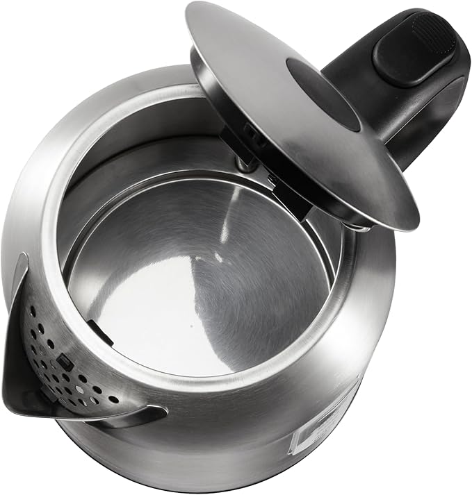 Amazon Basics 1.1Qt (1L) Electric Kettle, Tea Kettle & Water Boiler, with Auto Shut-Off, Boil Dry Protection, High-Safety Strix Thermostat, BPA-Free, 1500W, Stainless Steel, New Model, Black & Silver - Bloomnest