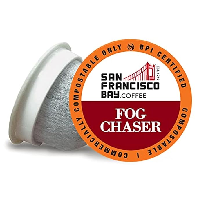 San Francisco Bay Compostable Coffee Pods - Fog Chaser (12 Ct) K Cup Compatible including Keurig 2.0, Medium Dark Roast - Bloomnest
