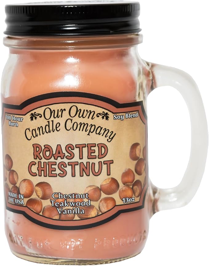 Our Own Candle Company, Roasted Chestnut Scented Mason Jar Candle, 100 Hour Burn Time, 13 Ounces - Bloomnest