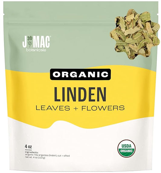 J Mac Botanicals, Organic Linden Leaf and Flower, Whole Leaves and Flowers - Bloomnest