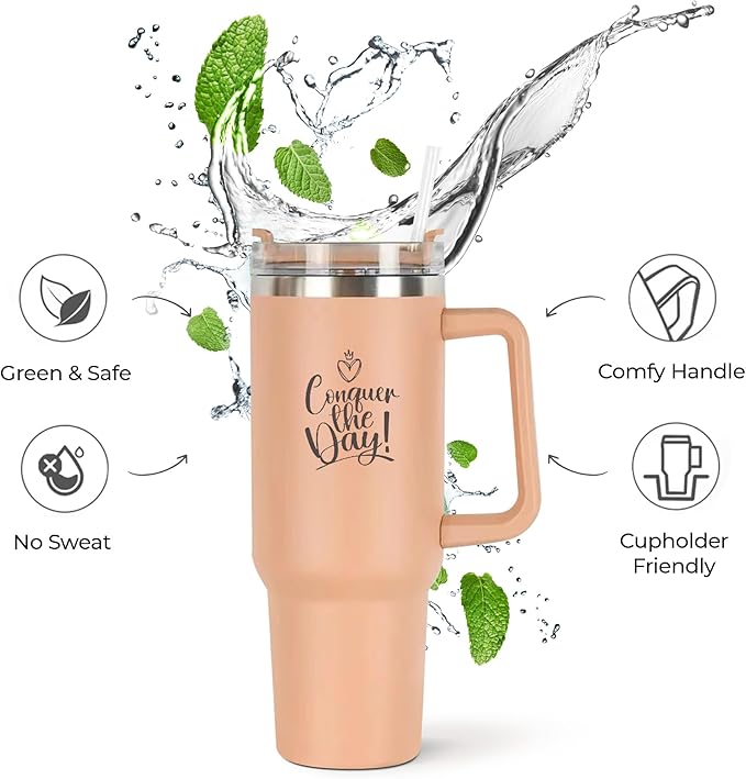 Premium 40 oz Tumbler with Handle - Inspirational Design, Includes Convenient Carry Bag, Ideal for Outdoor Activities and Daily Use, Durable and Stylish - Bloomnest