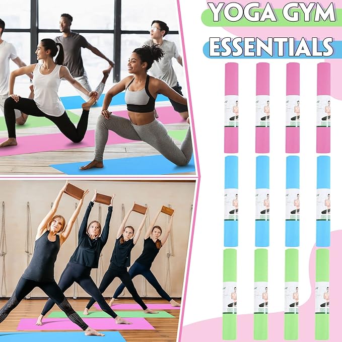 Amylove 12 Pieces Yoga Mats Bulk 68x24x0.12 Inch Exercise Non Slip Fitness Workout Mats for Women Men Home Workout Gym Yoga - Bloomnest