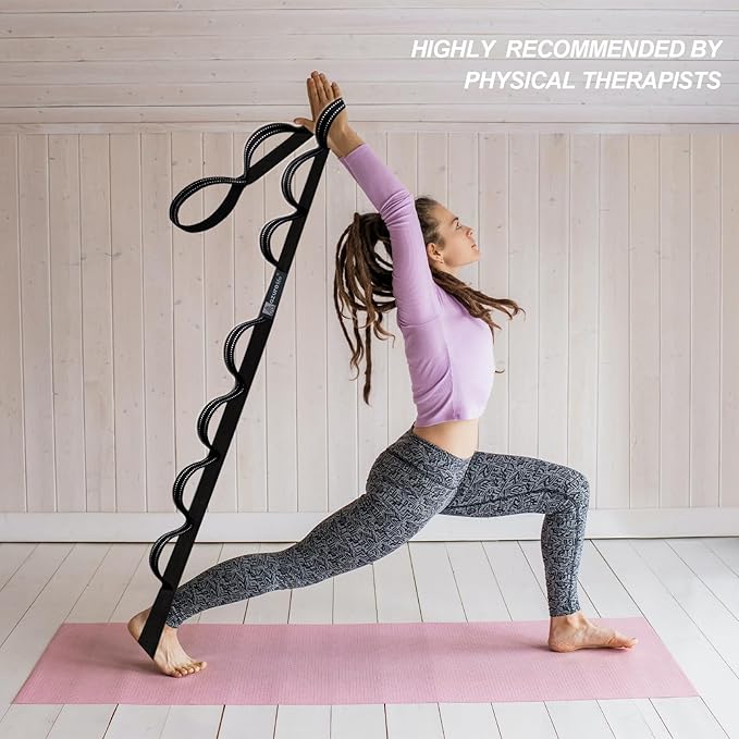 Premium Durable Stretch Straps with Loops, Stretching Strap for Physical Therapy, Multi-Loop Yoga Strap Fitness Exercise Strap for Yoga, Pilates, Dance, Flexibility&Exercise - Bloomnest