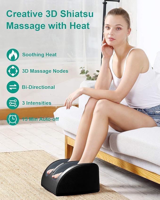Shiatsu Foot Massager with Heat, FSA Eligible HSA Foot Massager for Foot Massage and Calf Massage, Foot and Calf Massager with Roller, Gifts for Mom & Dad, Valentines Day Gifts - Bloomnest