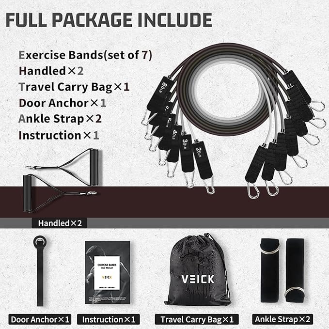 VEICK Resistance Bands, Exercise Bands, Workout Bands, Resistance Bands for Working Out with Handles for Men and Women, Exercising Bands for Fitness Weights Work Out at Home - Bloomnest