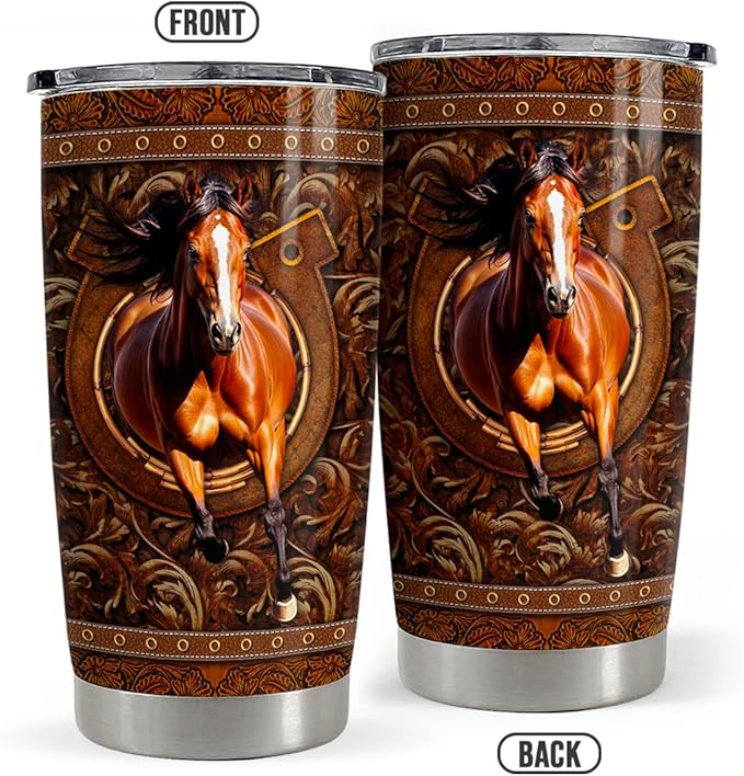 SANDJEST Horse Tumbler 20oz Stainless Steel Insulated Travel Mug Cup for Women Men Horse Gifts for Birthday Christmas Mothers Day Fathers Day - Bloomnest