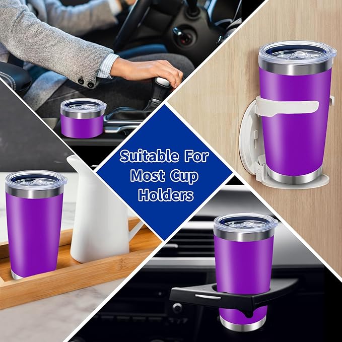 1 Pack 20oz Stainless Steel Tumbler with Lid, Leakproof Double Wall Travel Mug for Hot/Cold Drinks, Home Office Outdoor Party Use, Durable Powder Coated Insulated Cup/Purple - Bloomnest