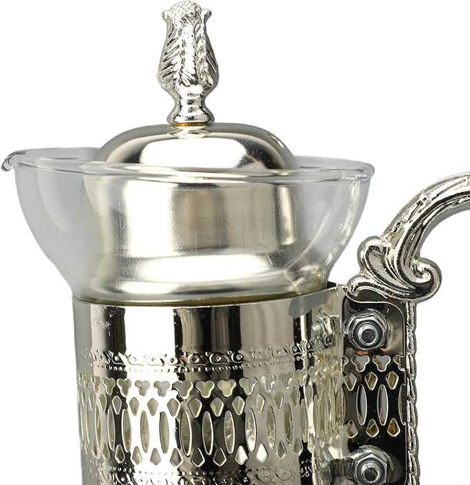 Vintage Turkish Coffee Pot Set, Decorative Glass Teapot Set, Heatable Glass Tea Kettle with Lid and Cup, Turkish Tea Set for Home Tea Party, Milk, Coffee, Hot Cold Tea - Bloomnest