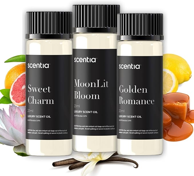 Love Collection Fragrance Oil Set – Essential Oil Blends for Diffusers, Candles & Soaps – Jasmine, Rose, Citrus, Amber & Musk – Made in USA, Phthalate-Free – Holiday Gift Set 3×20ml (2.03 fl oz) - Bloomnest