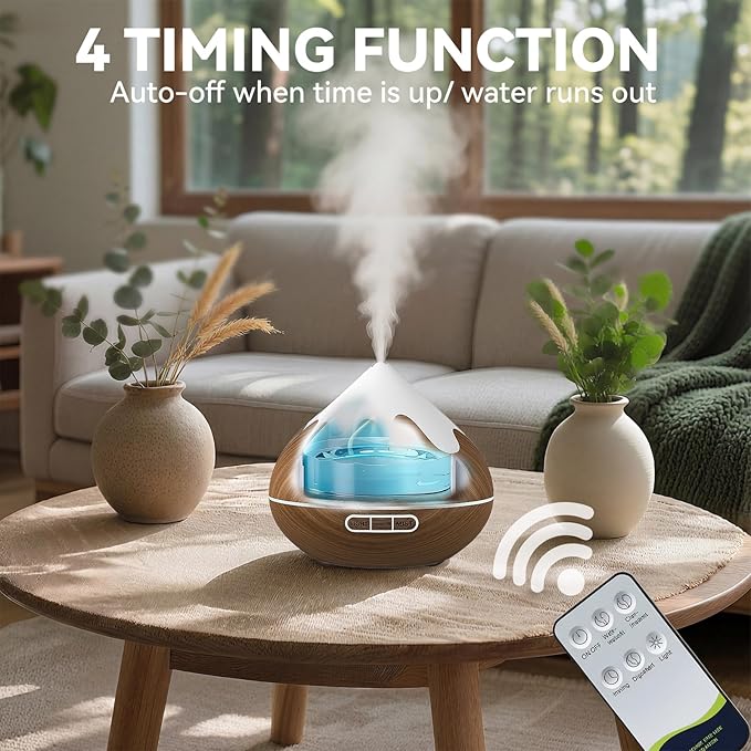 500ML Essential Oil Diffuser, Ultrasonic Aromatherapy Diffuser with Remote Control, Air Diffusers for Home Office Room, Fragrance Aroma Diffuser with 7 Color LED & 2 Mist Mode, Mocha Brown - Bloomnest