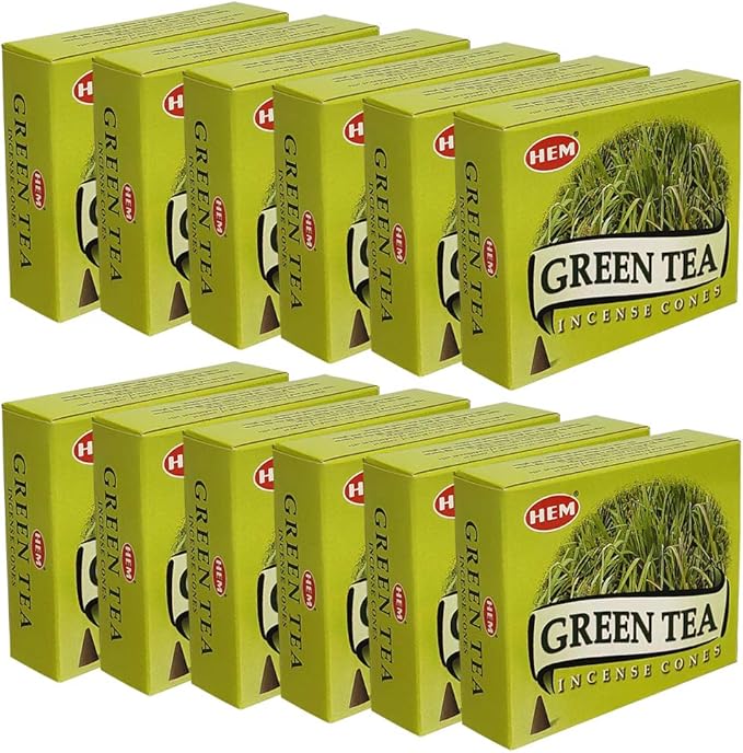 Green Tea Incense Cones and Cone Incense Burner Bundle Insence Insense Hem Incense TRUMIRI